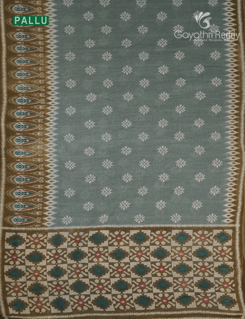 Linen Cotton Saree in Grey