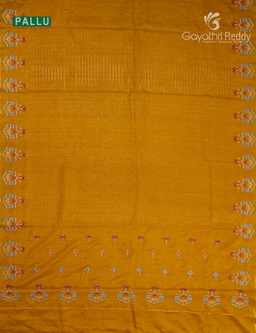 Semi Tussar Fancy Saree in Mustard Yellow