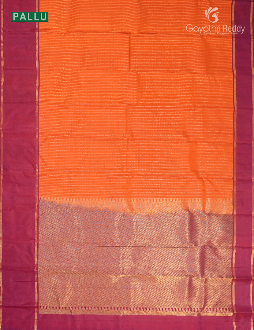 Pure Kanchi Vintage Saree in Orange and Deep Red
