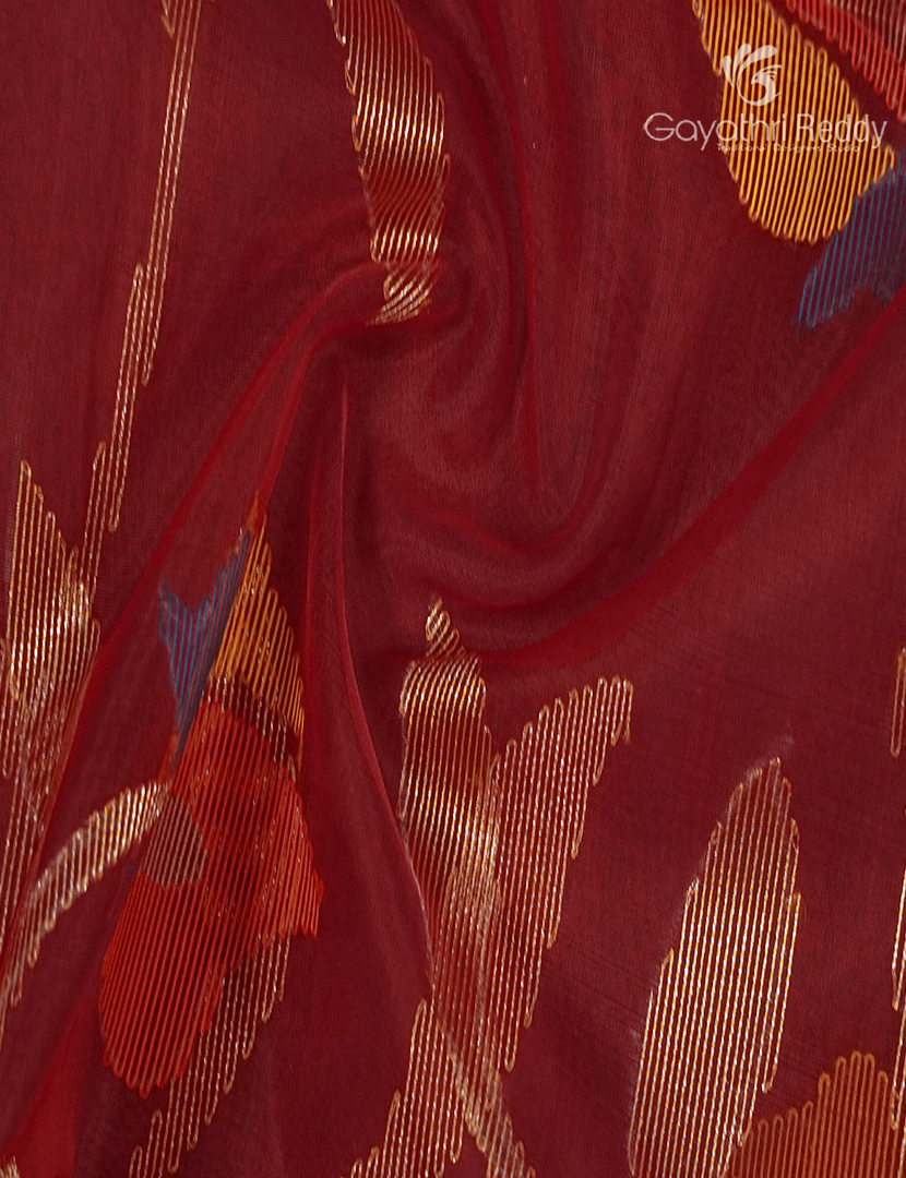 Pure Jamdani Kora Saree in Bridal Red