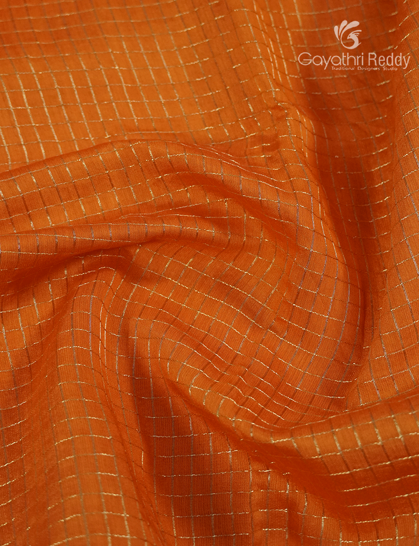Semi Mysore Crepe Saree in Orange and Deep Violet