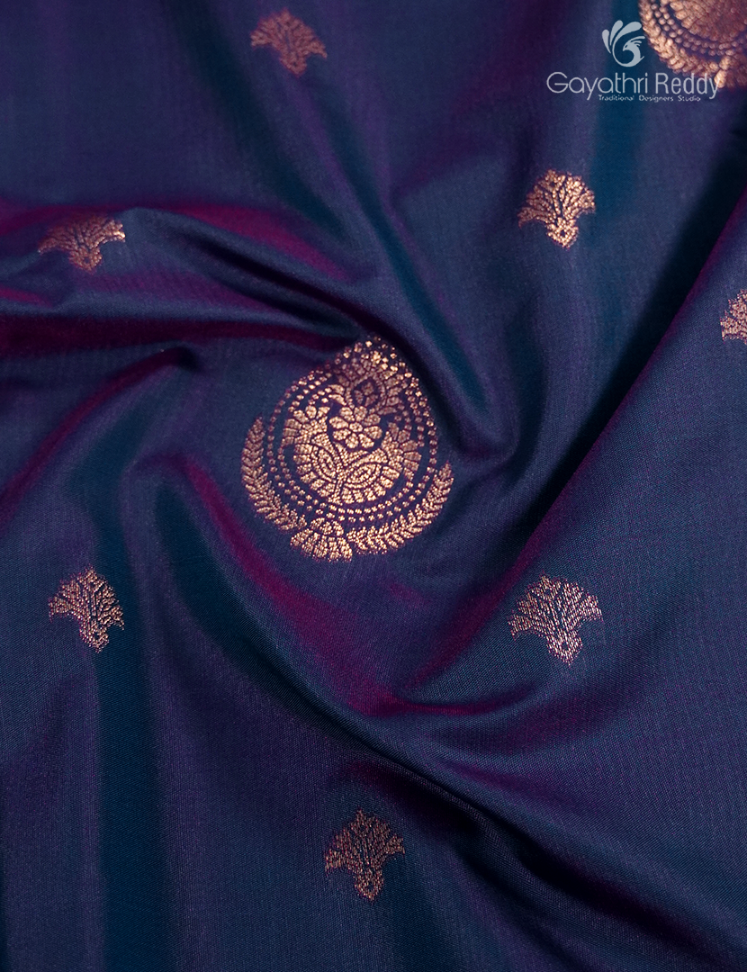Semi Kanchipuram Art Silk Saree in Navy Blue