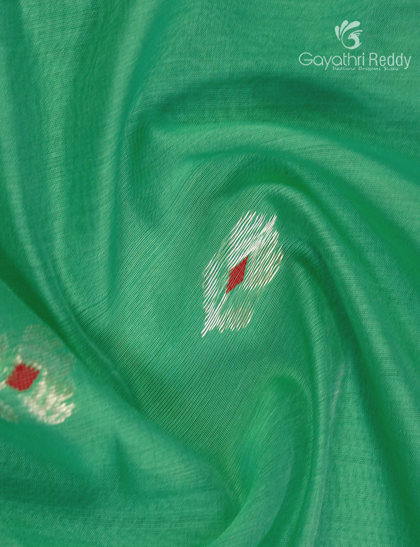 Pure Chanderi Sico Saree in Sea Green
