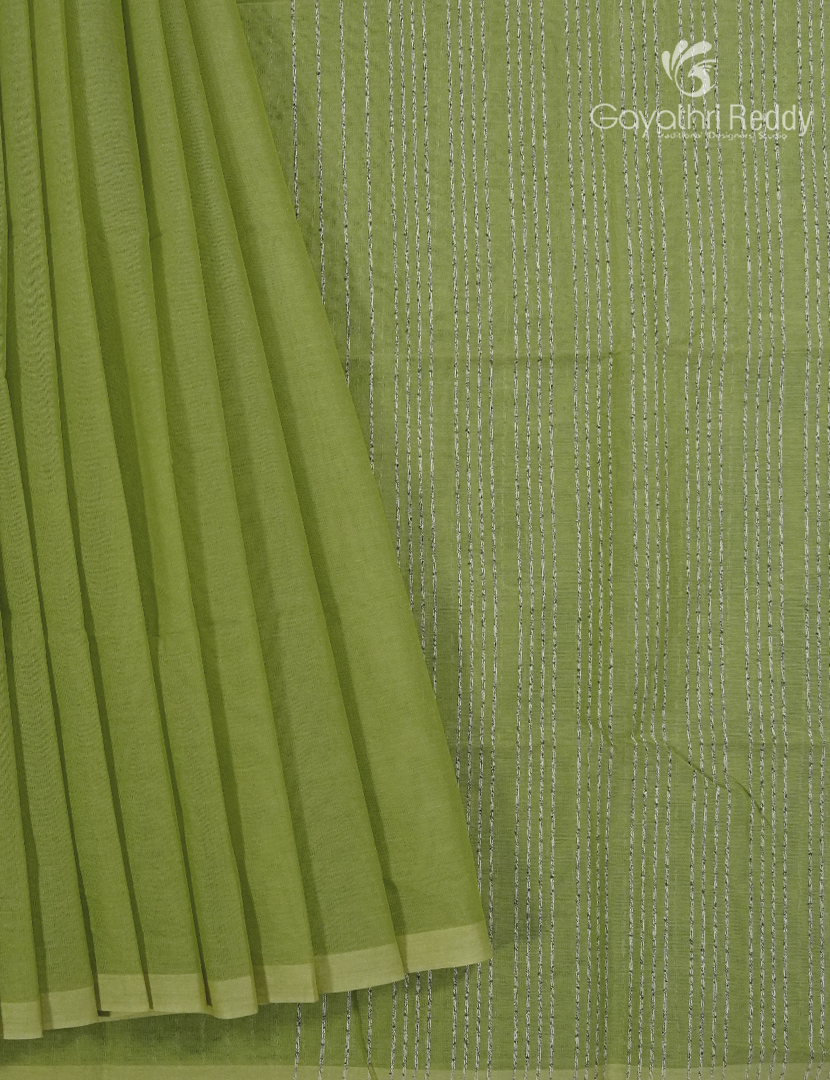 Pure Handloom Cotton Saree in Pista Green