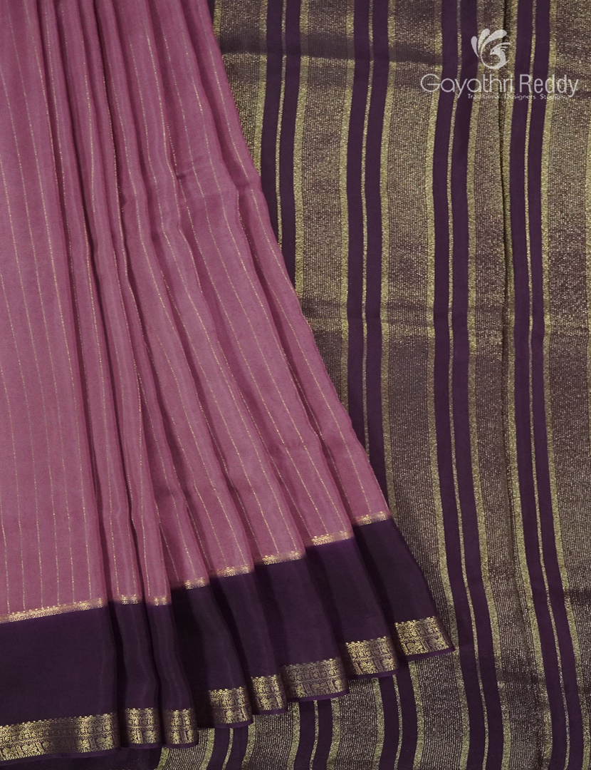 Semi Mysore Crepe Saree in Mauve Lavender and Brown