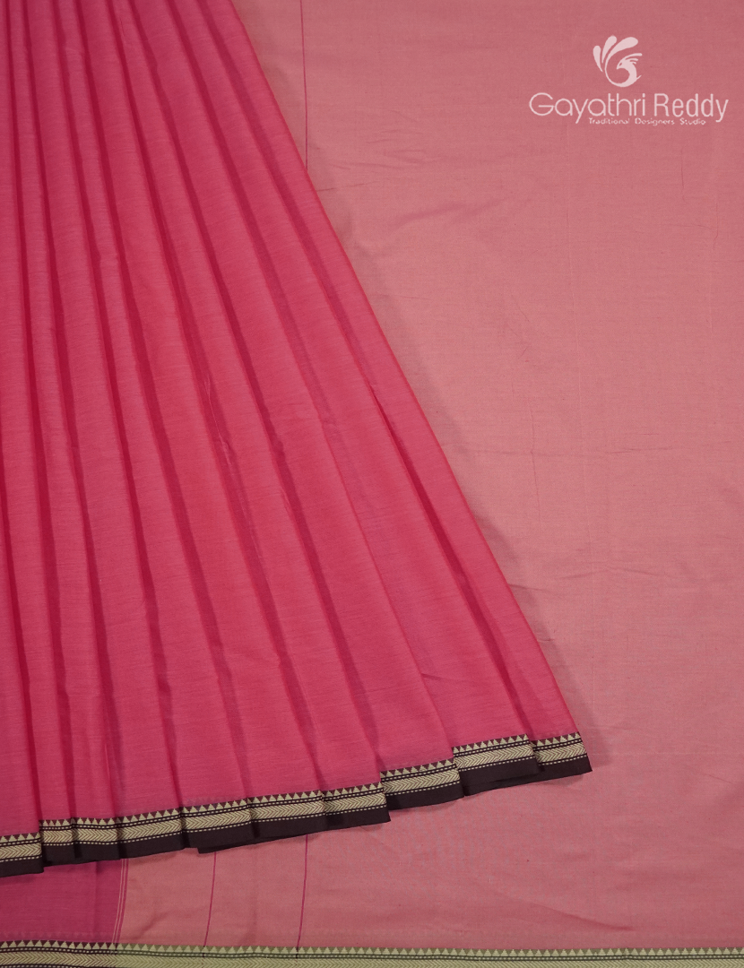 Pure Narayanpet Cotton Saree in Rose Pink