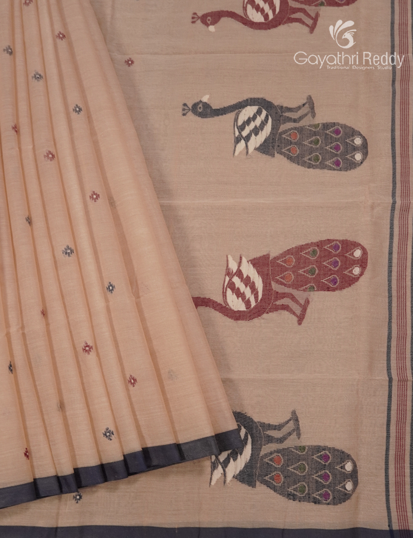 Jamdani Cotton Saree in Wheat