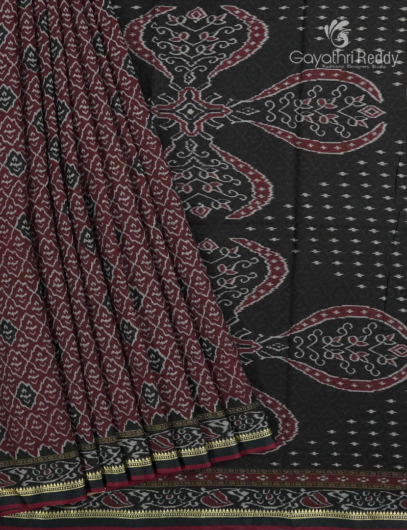 Vidharbha Cotton Saree in Maroon and Black