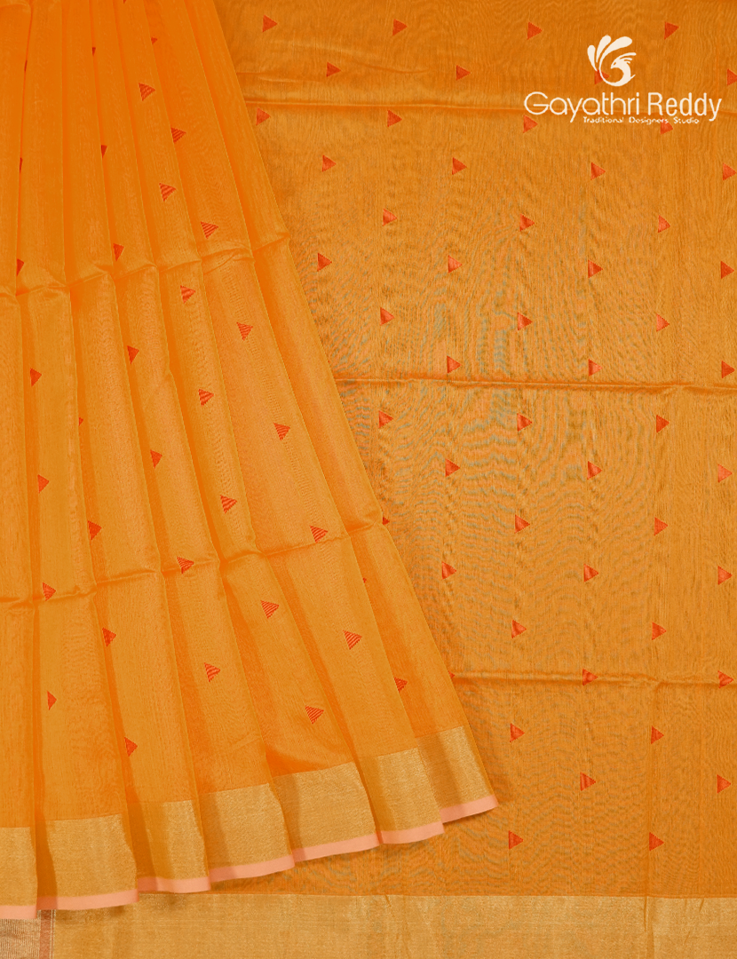 Pure Chanderi Sico Saree in Golden Yellow