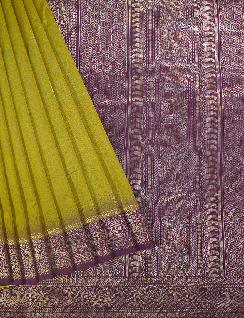 Semi Kanchipuram Art Silk Saree in Mehendi Green