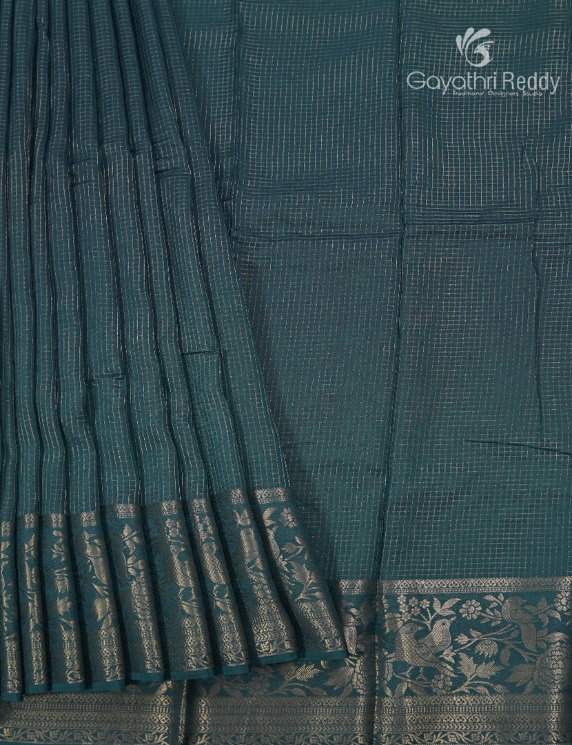 Semi Mysore Crepe Saree in Deep Rama Green