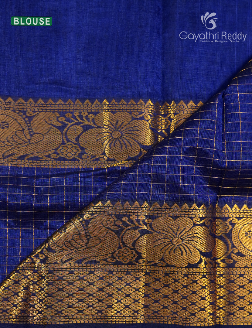 Pure Mangalagiri Langa Voni Set in Deep Blue