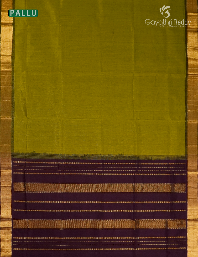 Pure Arani Sico Saree in Mehendi Green and Deep Brown