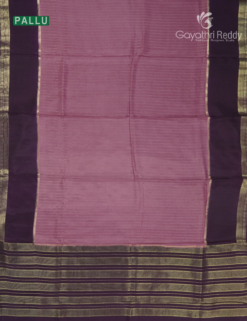 Semi Mysore Crepe Saree in Mauve Lavender and Brown