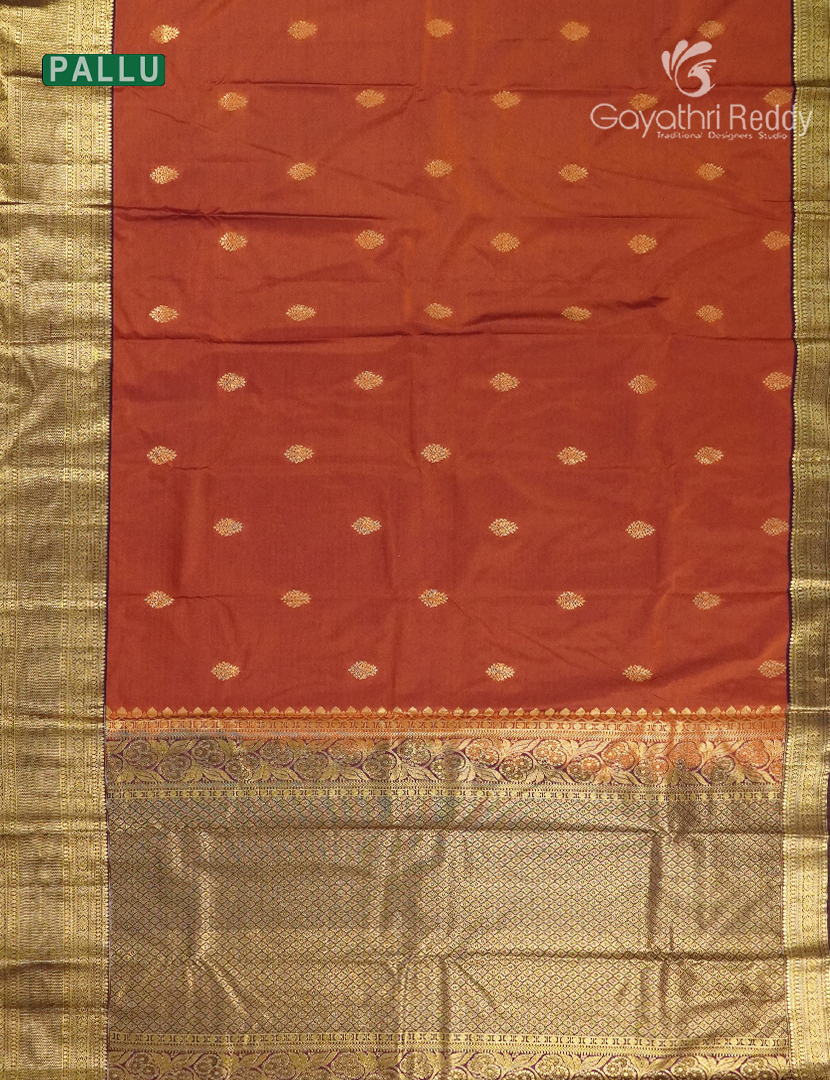 Semi Kanchipuram Silk Saree in Burnt Orange and Deep Brown