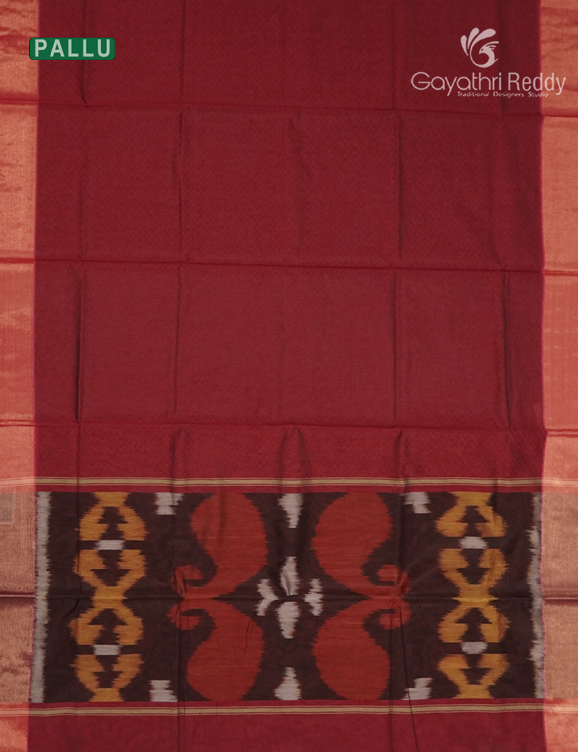 Semi Ikat Sico Saree in Maroon Red