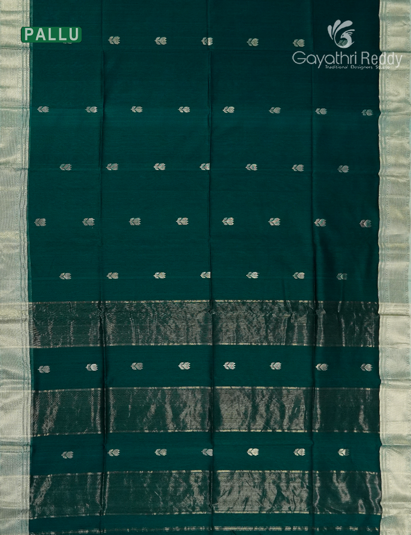Pure Chanderi Sico Saree in Bottle Green