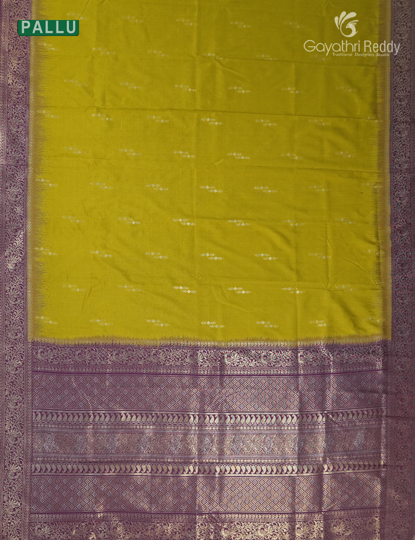 Semi Kanchipuram Art Silk Saree in Mehendi Green
