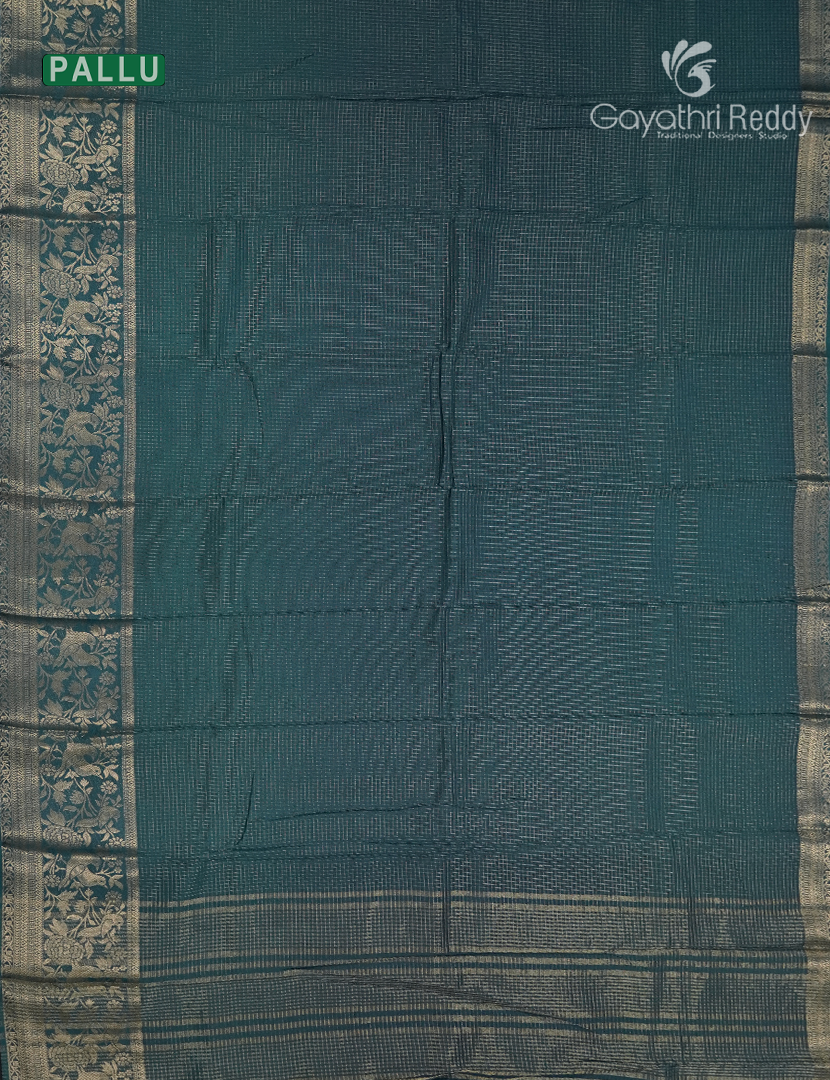 Semi Mysore Crepe Saree in Deep Rama Green