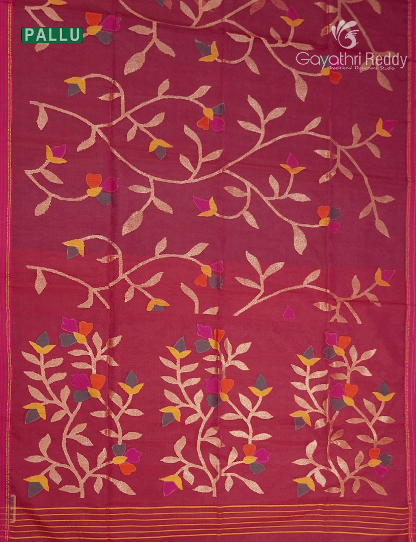 Pure Jamdani Kora Saree in Pink