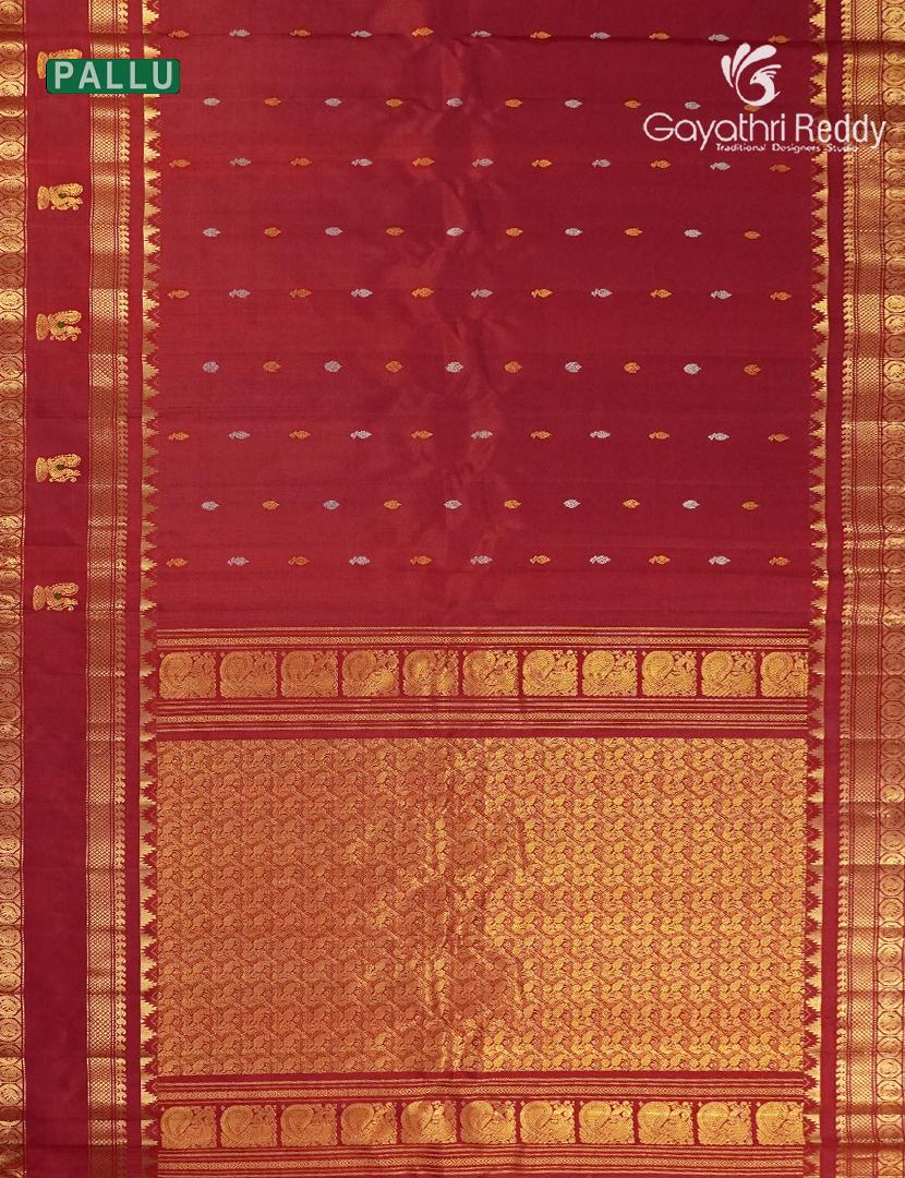 Pure Gadwal Silk Saree in Deep Bridal Red
