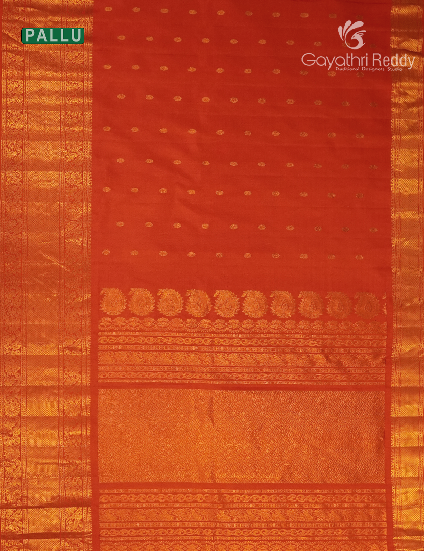 Pure Gadwal Silk Saree in Orange