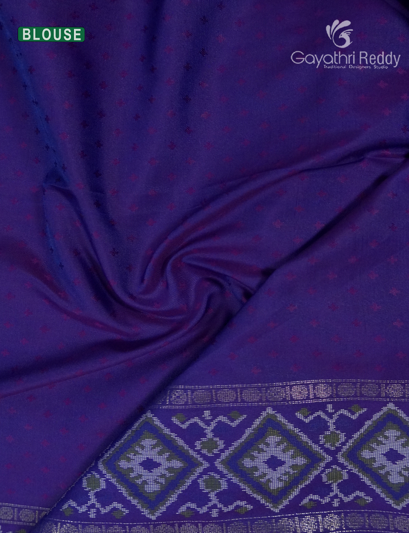 Semi Kanchipuram Art Silk Saree in Deep Olive Green and Purple