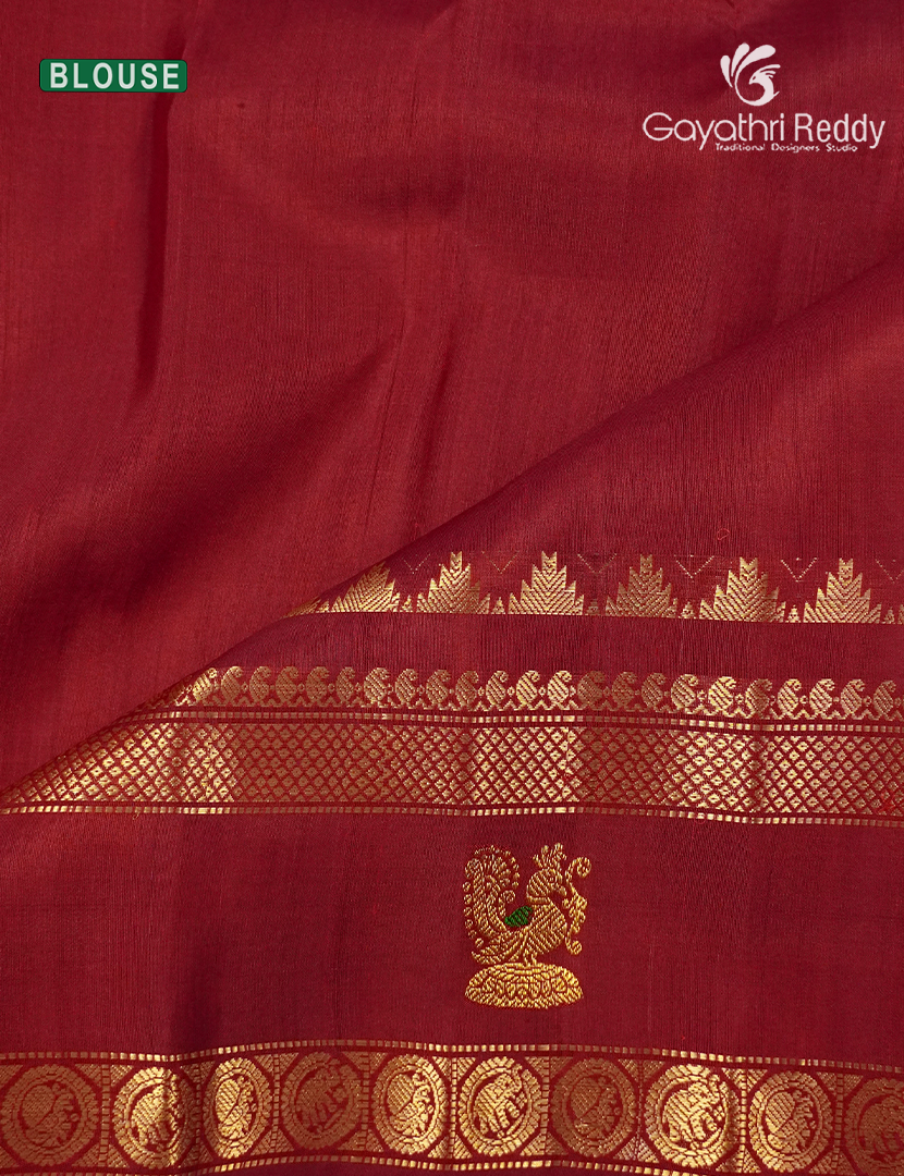 Pure Gadwal Silk Saree in Deep Bridal Red
