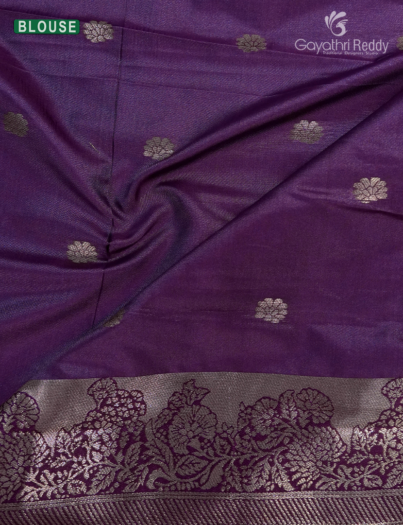 Semi Kanchipuram Silk Fancy Saree in Onion Pink and Burgundy