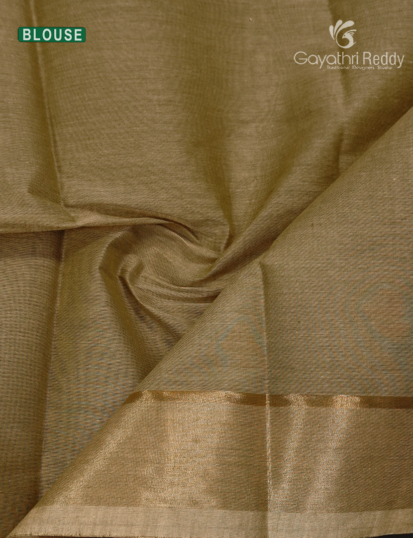 Pure Kanchi Cotton Saree in Deep Olive Green