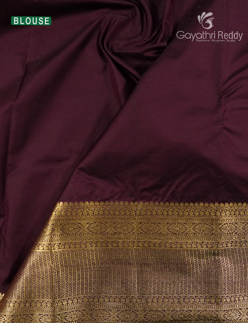 Semi Kanchipuram Silk Saree in Burnt Orange and Deep Brown