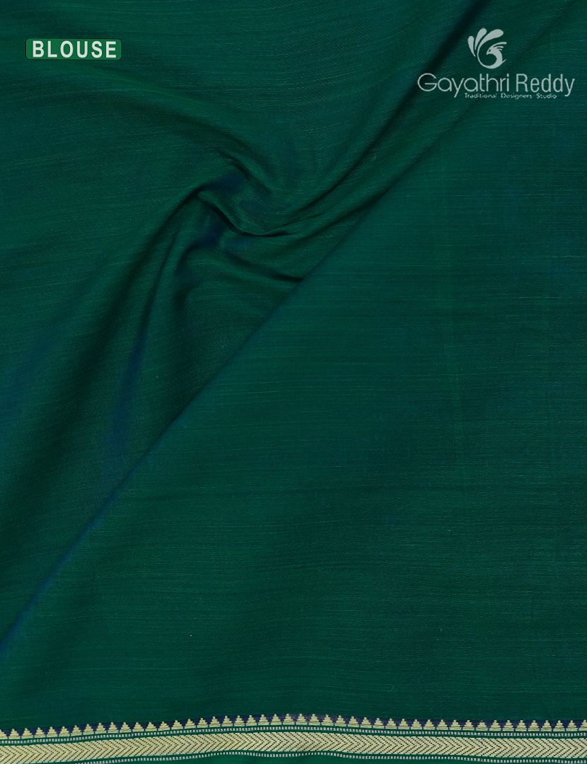 Pure Narayanpet Cotton Saree in Bottle Green