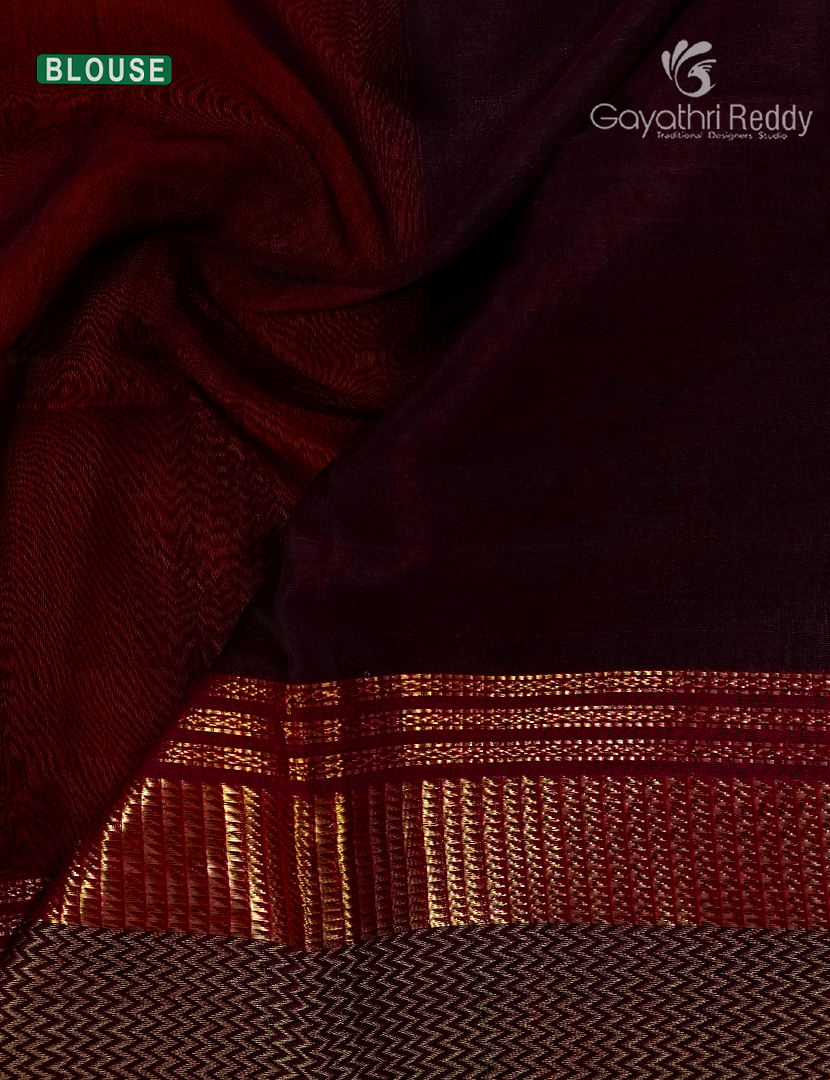 Pure Chanderi Sico Saree in Orange and Deep Brown