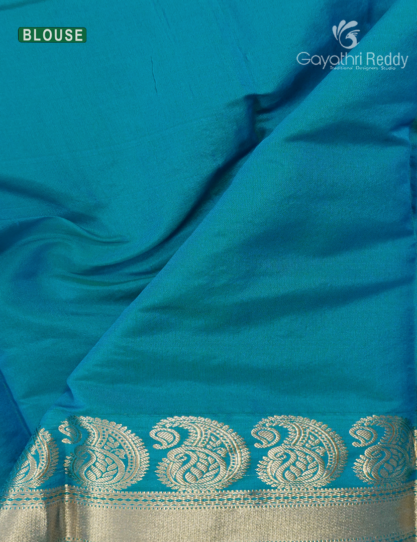 Pure Kanchi Sico Saree in Beige and Turquoise
