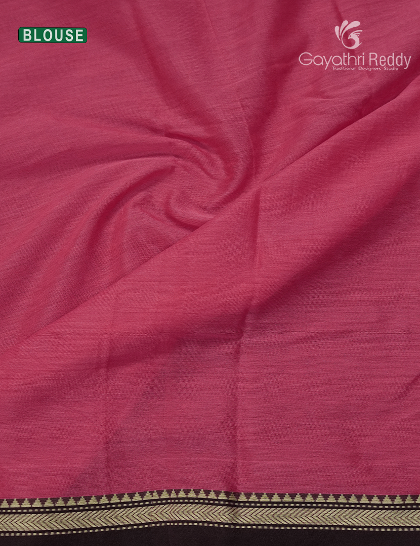 Pure Narayanpet Cotton Saree in Rose Pink