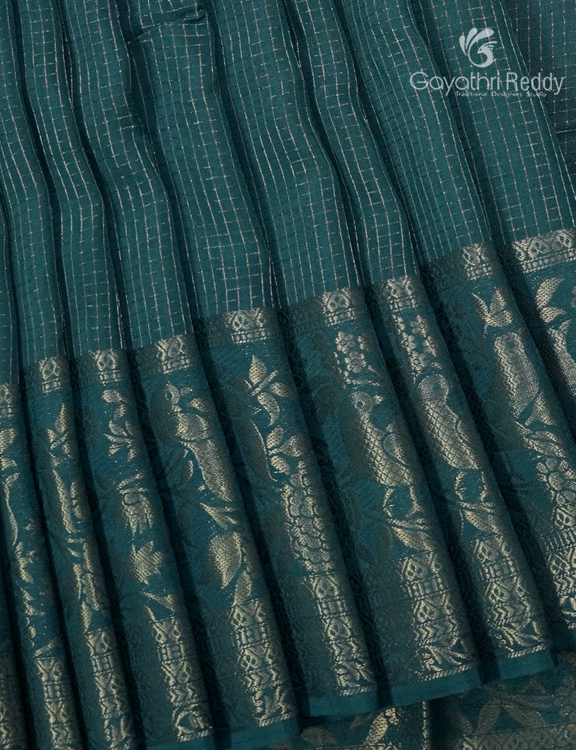 Semi Mysore Crepe Saree in Deep Rama Green
