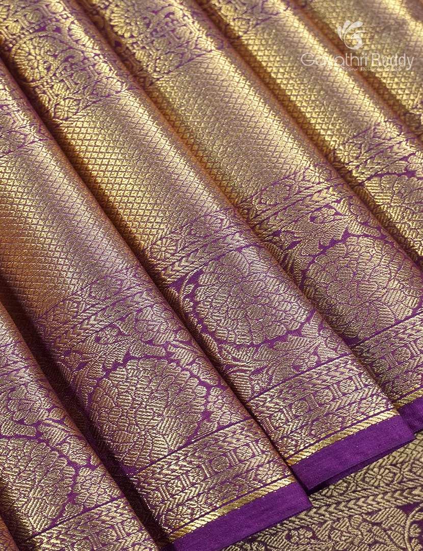 Semi Kanchipuram Silk Saree in Violet