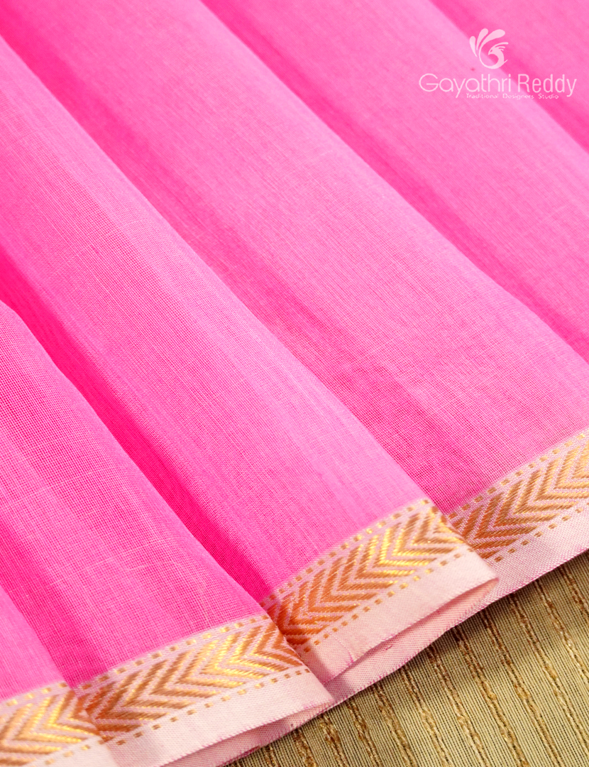 Pure Chanderi Sico Saree Candy Pink and Gold