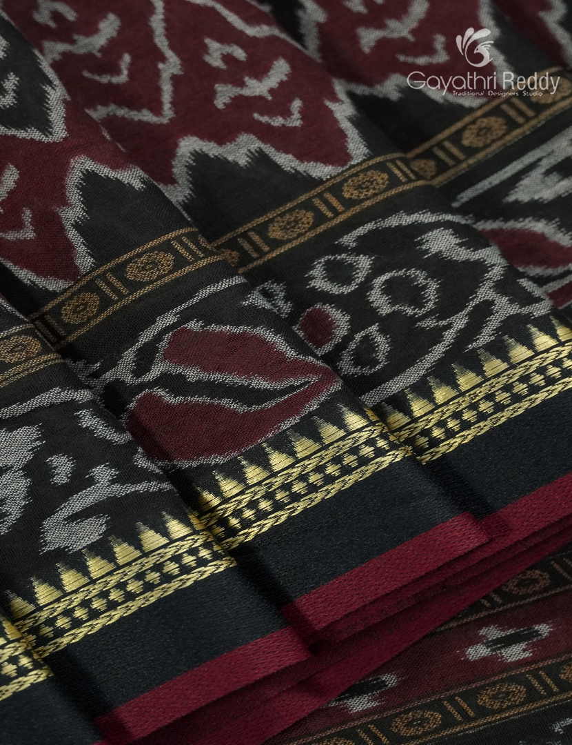 Vidharbha Cotton Saree in Maroon and Black