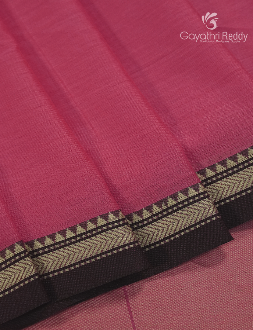 Pure Narayanpet Cotton Saree in Rose Pink