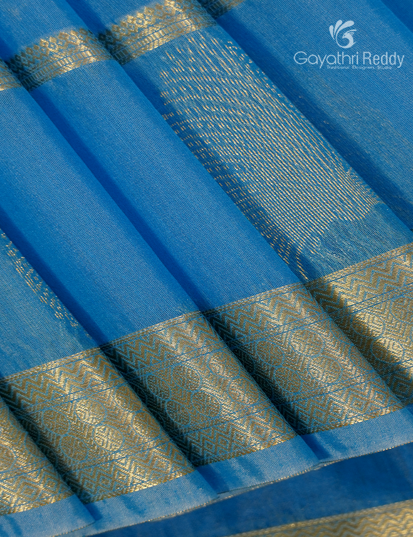 Kanchipuram Sico Saree in Cloud Blue and Red