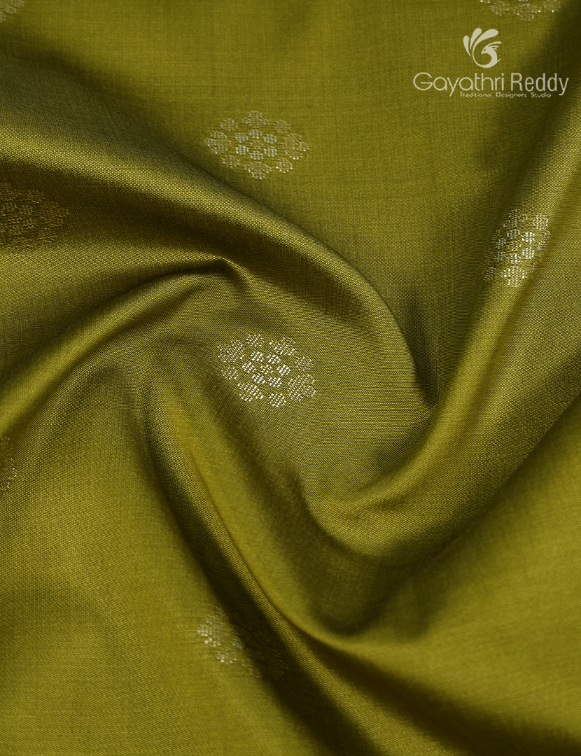 Semi Kanchipuran Silk Saree in Mehendi Green and  Purple