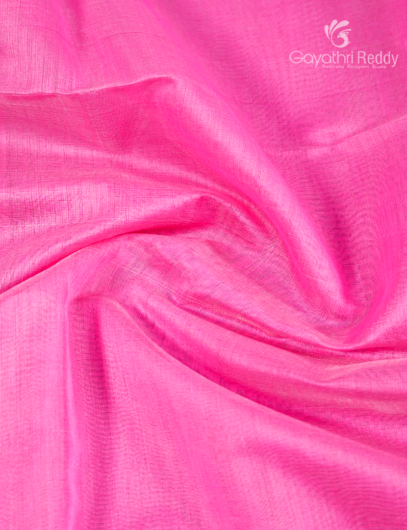Pure Chanderi Sico Saree Candy Pink and Gold
