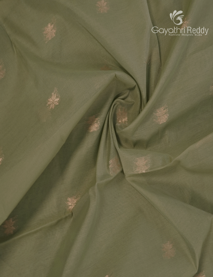 Kanchipuram Sico Saree in Cardamom Green and Brown