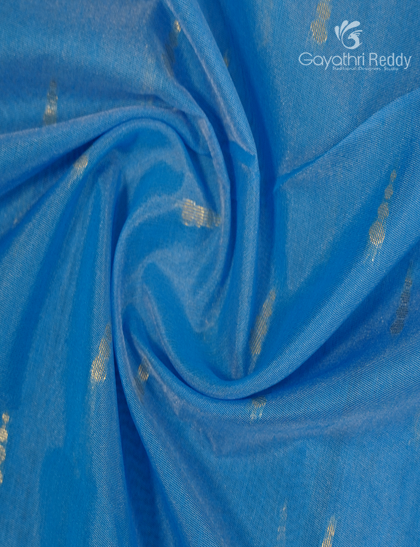 Kanchipuram Sico Saree in Cloud Blue and Red