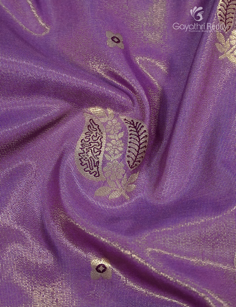 Semi Kanchipuram Silk Fancy Saree in Onion Pink and Burgundy