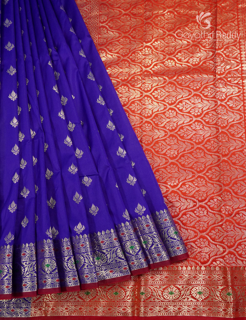 Semi Banaras Katan Silk Saree in Deep Blue