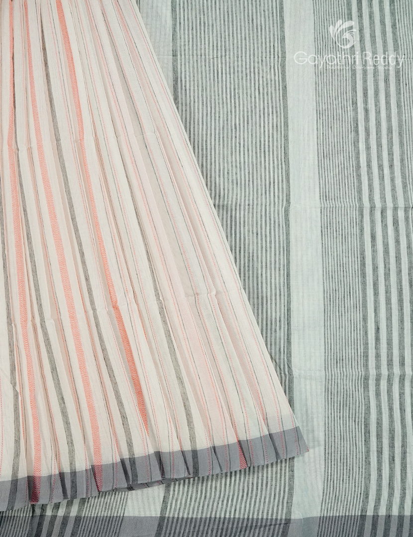 Pure Handloom Cotton Saree in Cream
