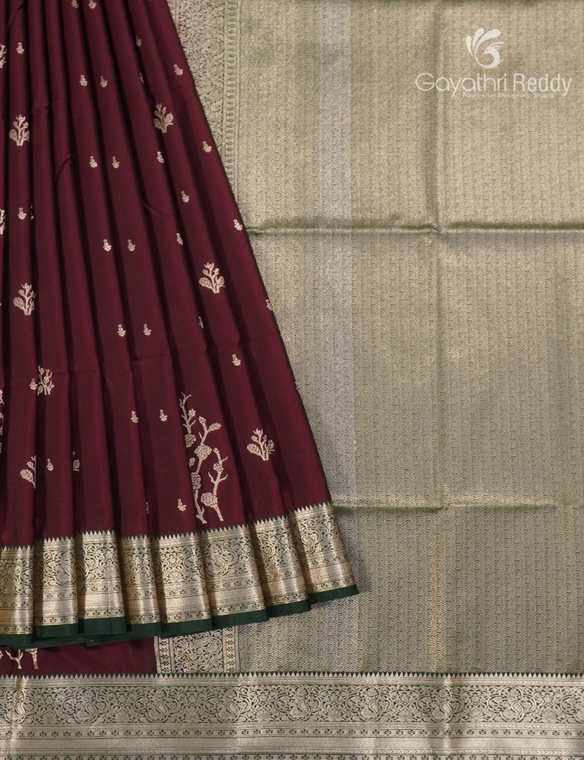 Soft Silk Saree in Deep Maroon and Deep Green