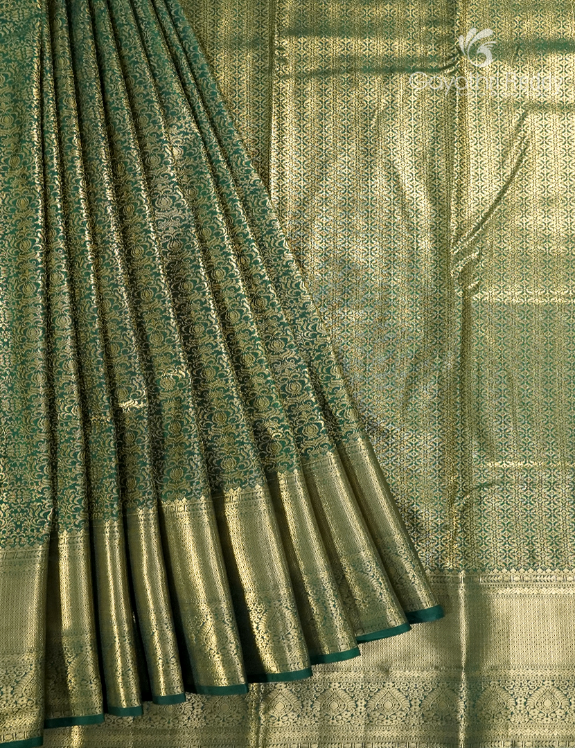 Semi Kanchipuram Silk Saree in Bottle Green
